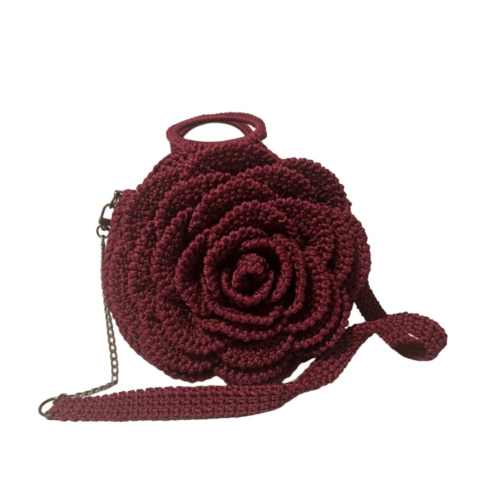 African Handmade Crochet Sling Flower Purse